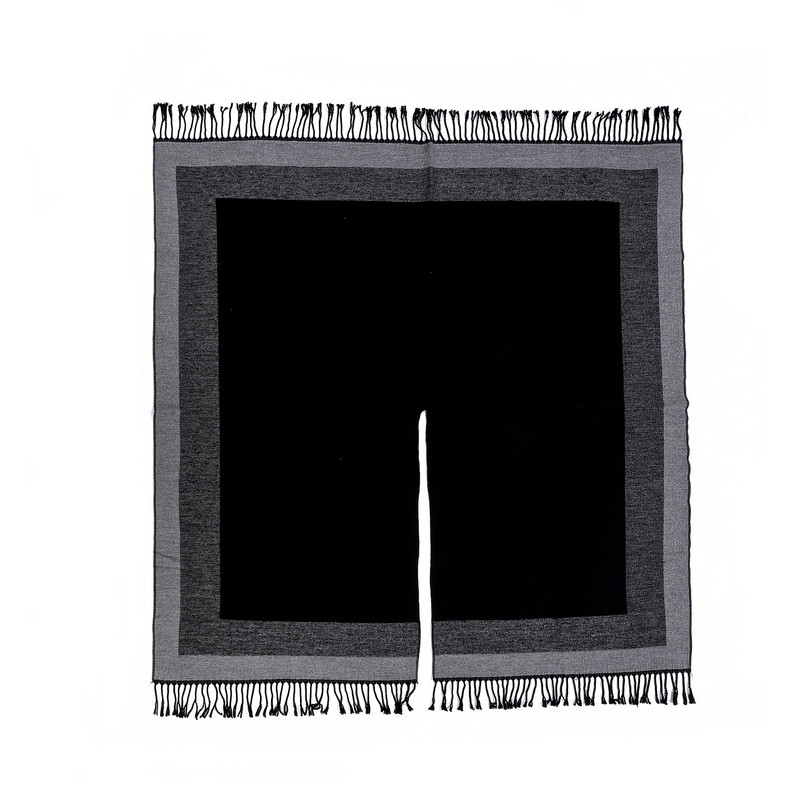 Khaki elegant women's tassel cape shawl scarf view 2