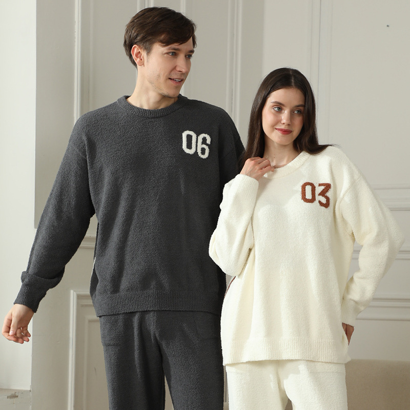 White Women's Warm & Cozy Semi-Flannel Couple's Pajamas — Knitted Digital Pattern — image 1