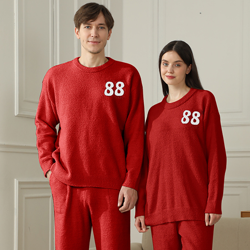 Red Women's Warm & Cozy Semi-Flannel Couple's Pajamas — Knitted Digital Pattern — image 1