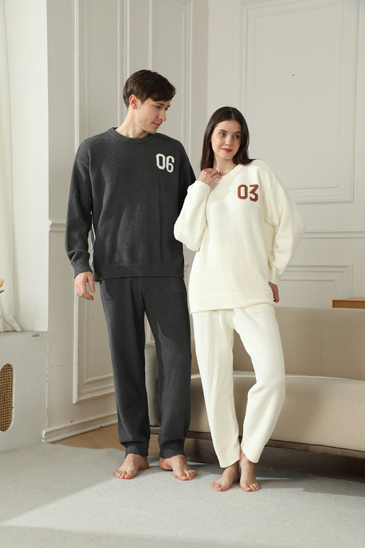 Pink Women's Warm & Cozy Semi-Flannel Couple's Pajamas — Knitted Digital Pattern view 2