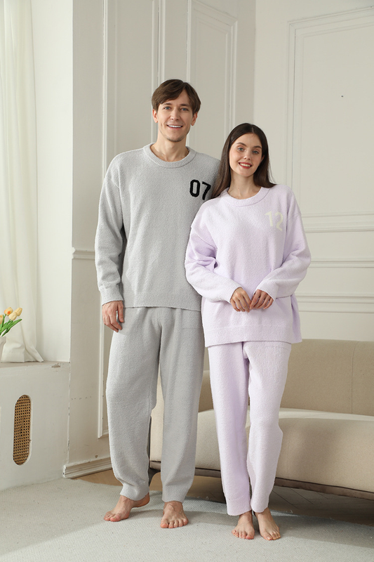 Pink Women's Warm & Cozy Semi-Flannel Couple's Pajamas — Knitted Digital Pattern view 3