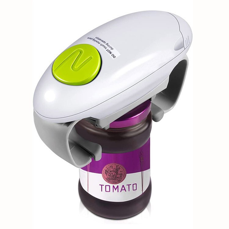 White Upgraded One-Touch Electric Can Opener — Dual-Handle Design