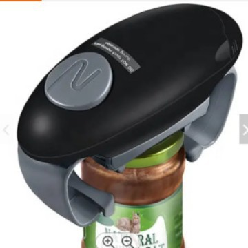 Black Upgraded One-Touch Electric Can Opener — Dual-Handle Design