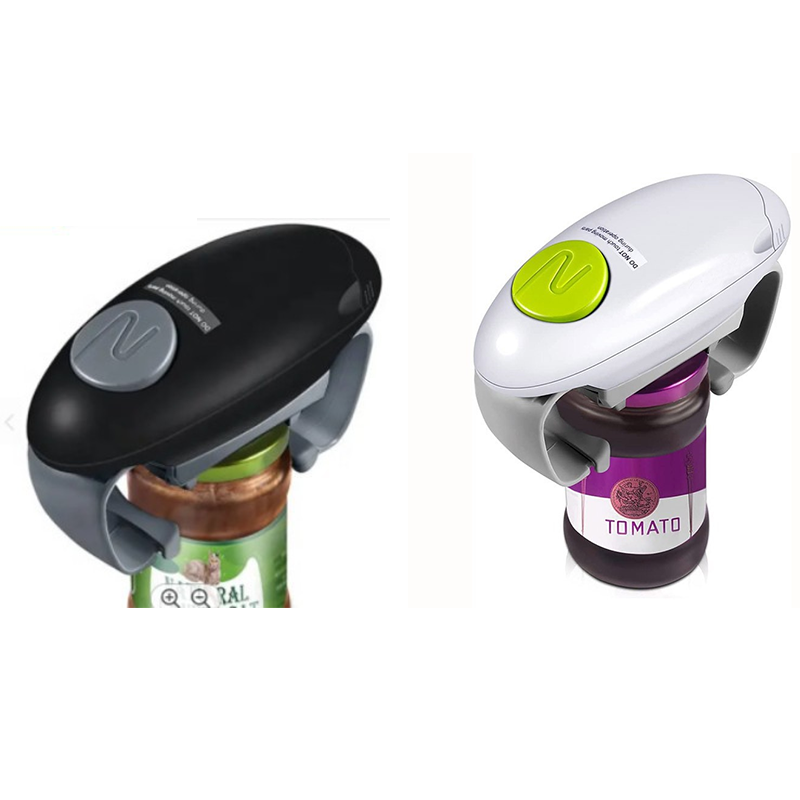 2-Pack Black and White Upgraded One-Touch Electric Can Opener — Dual-Handle Design