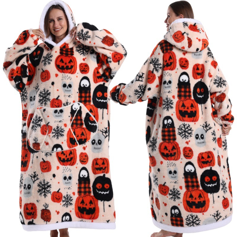 Christmas Plaid Style Oversized Hooded Blanket for Adults - Ultra Soft & Warm view 2