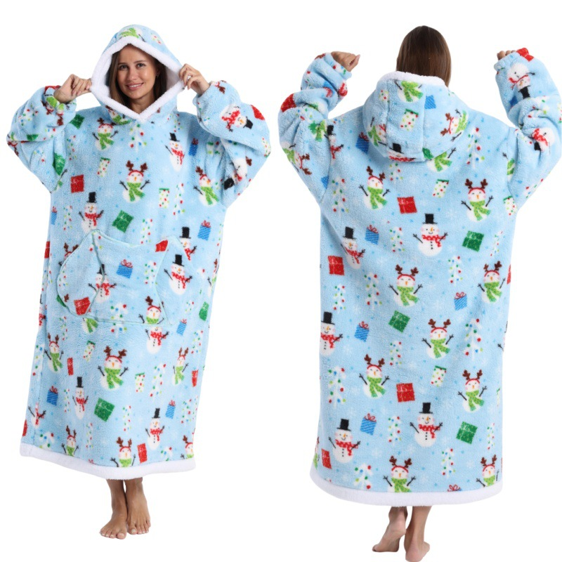 Skull Design Oversized Hooded Blanket for Adults - Ultra Soft & Warm Wearable view 2