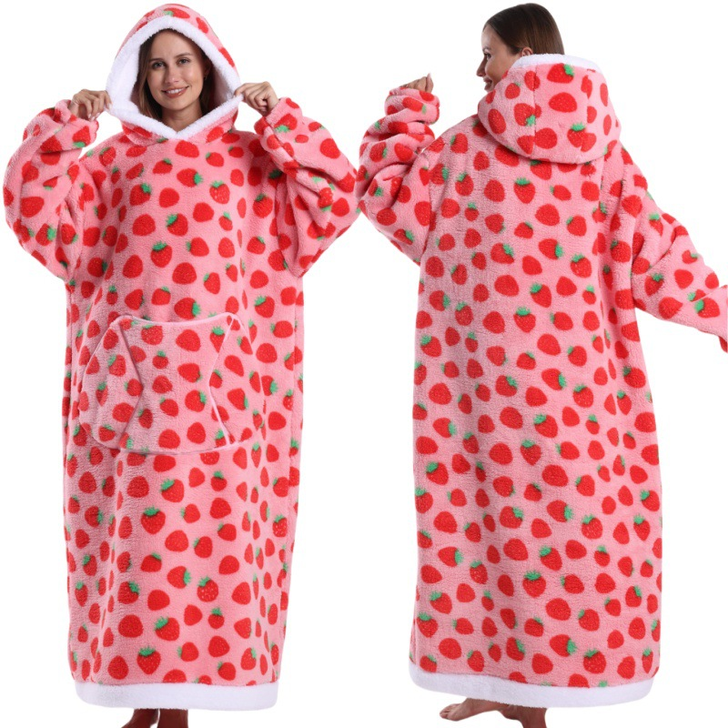 Skull Design Oversized Hooded Blanket for Adults - Ultra Soft & Warm Wearable view 4