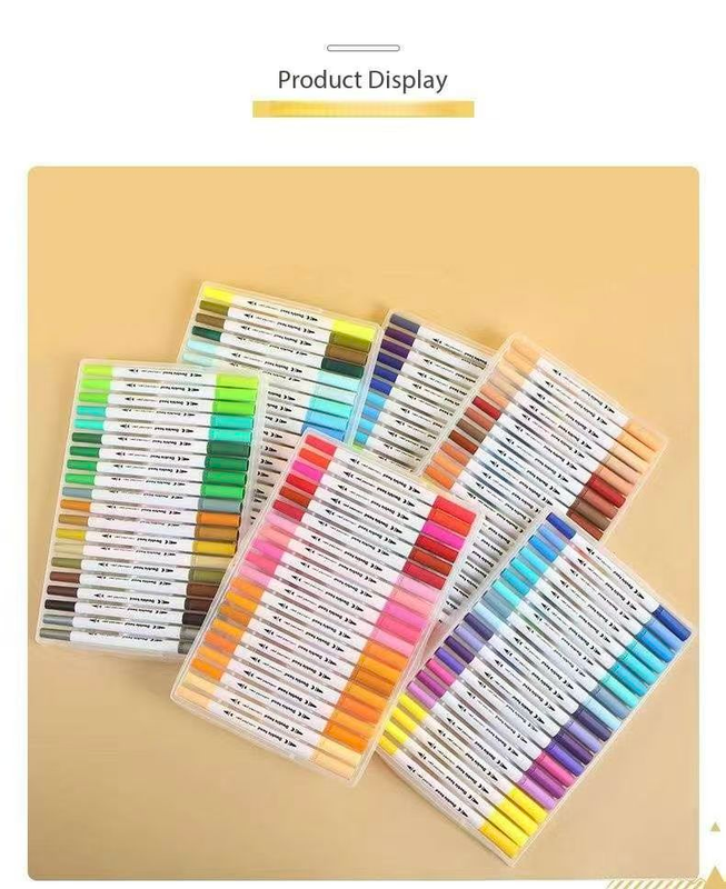 Black 60 COLOURS Dual-Tip Watercolor Marker Set - Colors Washable Art Pens view 4