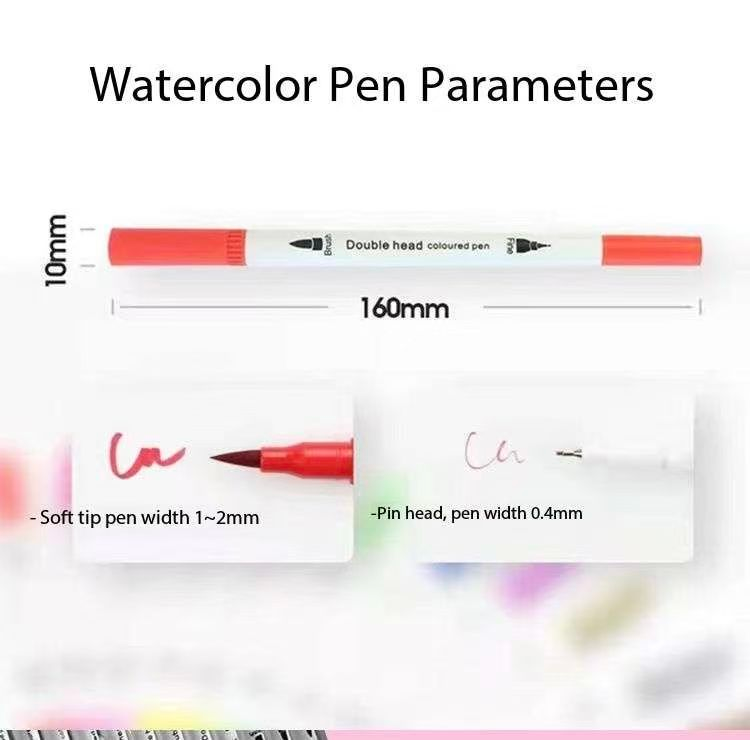 Black 60 COLOURS Dual-Tip Watercolor Marker Set - Colors Washable Art Pens view 6