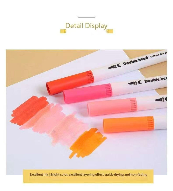 Black 60 COLOURS Dual-Tip Watercolor Marker Set - Colors Washable Art Pens view 7
