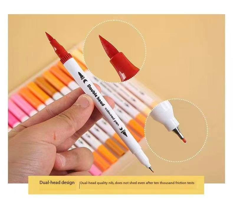 Black 100 COLOURS Dual-Tip Watercolor Marker Set - Colors Washable Art Pens view 3