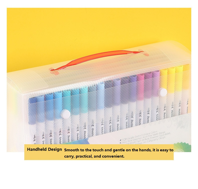 Black 100 COLOURS Dual-Tip Watercolor Marker Set - Colors Washable Art Pens view 8