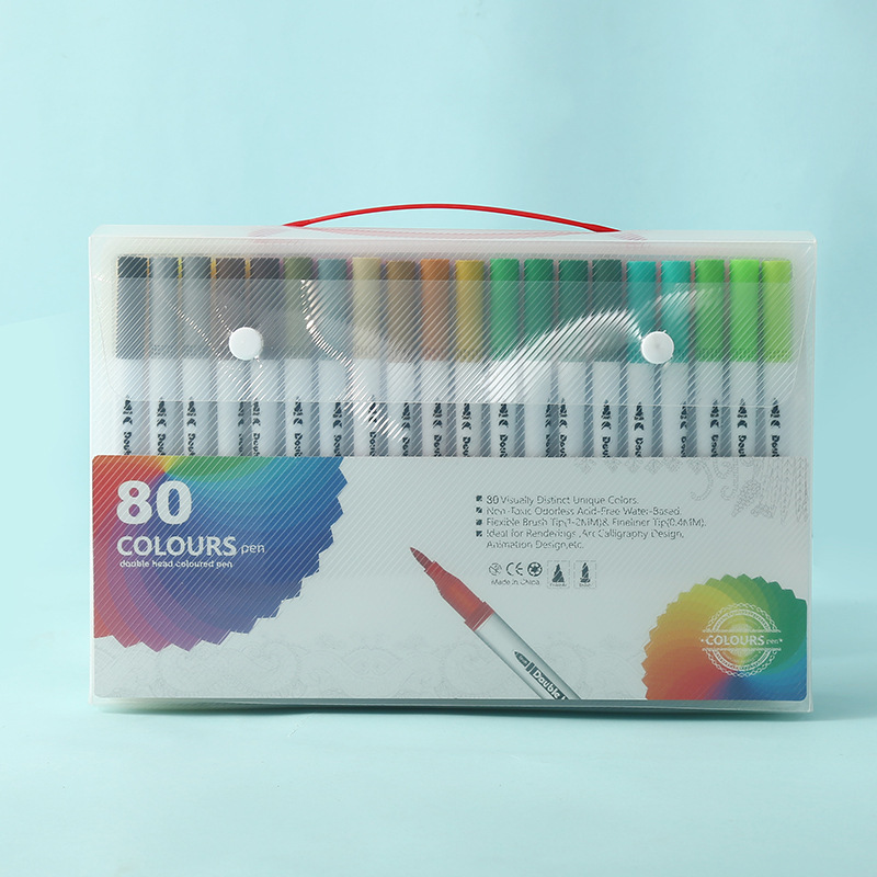 White 80 COLOURS Dual-Tip Watercolor Marker Set - Colors Washable Art Pens