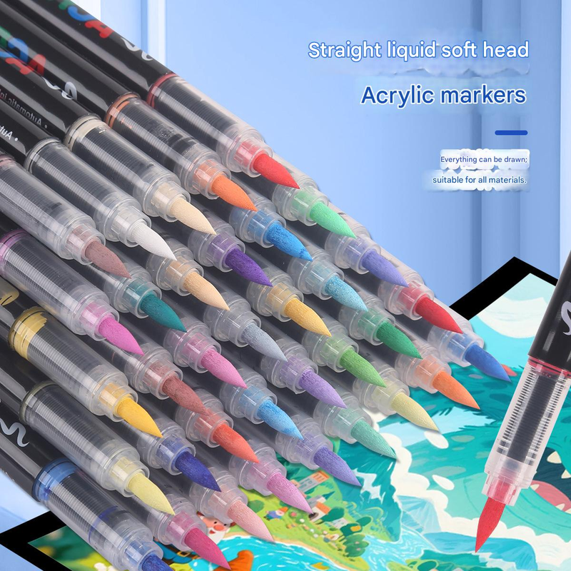 72-Color Liquid Acrylic Paint Markers — Soft Brush Tip| Art & Painting Supplies view 2