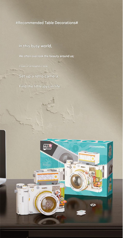 White Vintage Twin Lens Reflex Camera Building Blocks Set - Retro DIY Assembly view 3