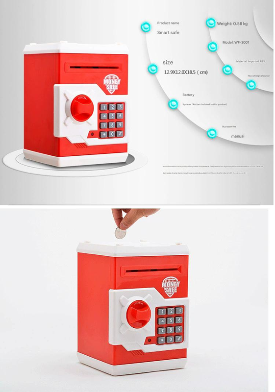 Black and Red Electronic Password Piggy Bank — An ATM-style automatic view 3