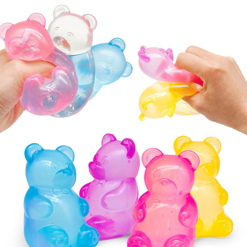 Blue Candy Gummy Bear Squishy Stress Relief Toy - Slow Rising Squeeze Fidget Toys view 3