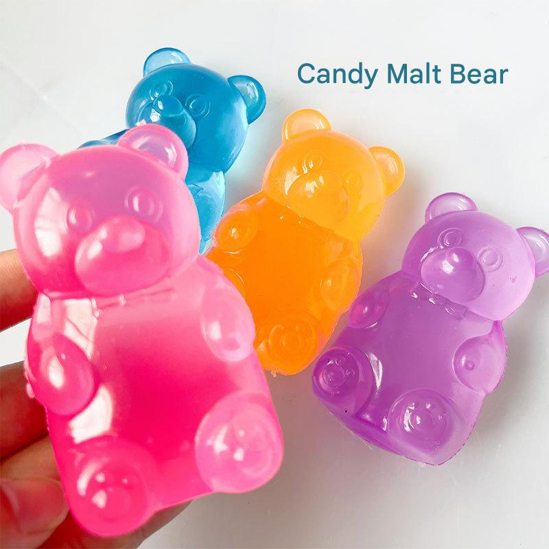 Pink Candy Gummy Bear Squishy Stress Relief Toy - Slow Rising Squeeze Fidget Toys view 2