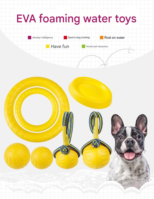 3-Piece Small Dog EVA Floating Dog Ring Toy Set – Interactive Tug-of-War Ring view 2