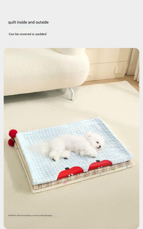 M size 2-Piece Plaid Puppy Pet Blanket and Pillow Set - Soft Cotton Plush view 7