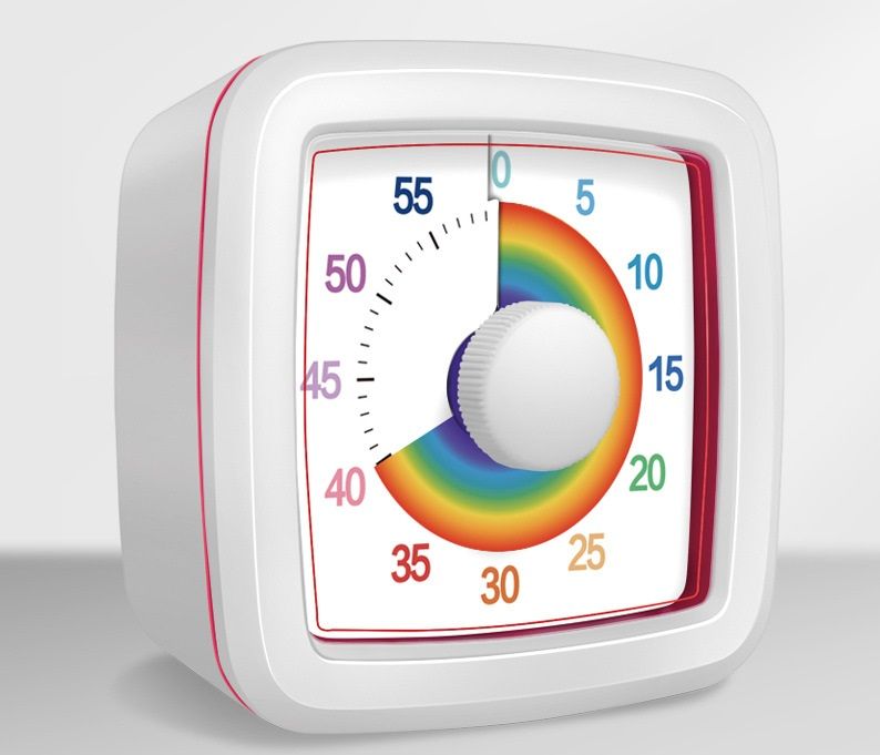 White Visual timer for kitchen – a 60-minute rainbow countdown timer