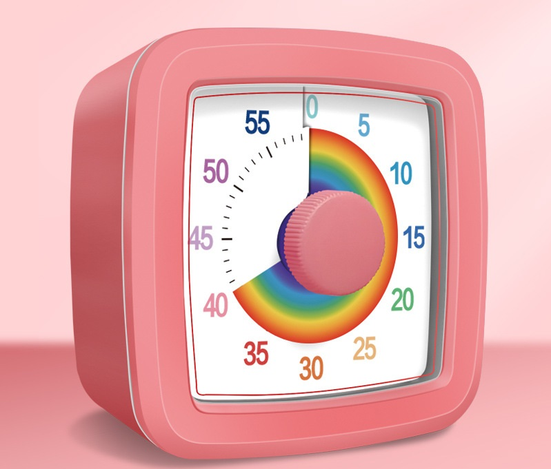 Pink Visual timer for kitchen – a 60-minute rainbow countdown timer