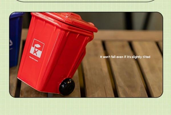 Grey Creative Trash Can Ceramic Mug with Shovel Spoon - 400ml Funny Garbage view 6