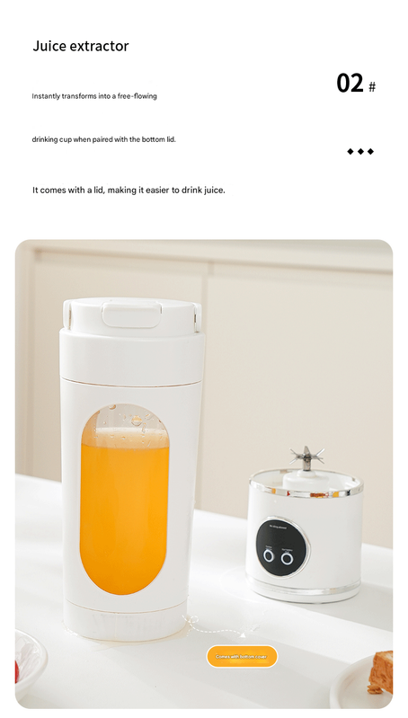 White 7.4V Portable Blender 700ml Wireless Juicer Cup - 12 Blade USB view 6
