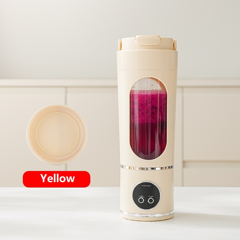 Yellow 7.4V Portable Blender 700ml Wireless Juicer Cup - 12 Blade USB
