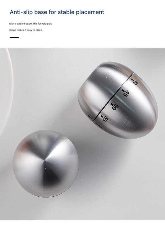 Apple Shape Stainless Steel Kitchen Timer Mechanical Cooking Timer - Wind-Up view 4