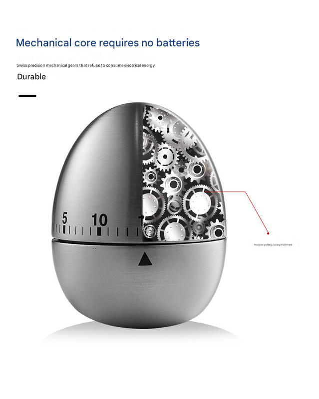 Apple Shape Stainless Steel Kitchen Timer Mechanical Cooking Timer - Wind-Up view 6