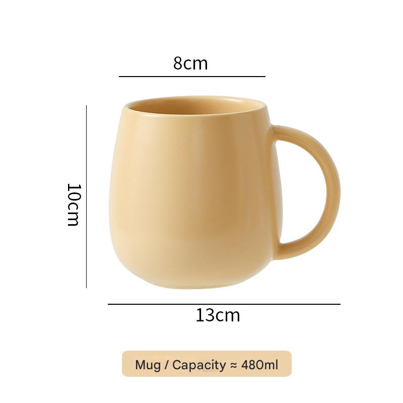 Khaki Premium Macaron Ceramic Coffee Mug -480ml Large Capacity Belly Cup with
