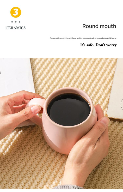 Green Premium Macaron Ceramic Coffee Mug - 480ml Large Capacity Belly Cup with view 7