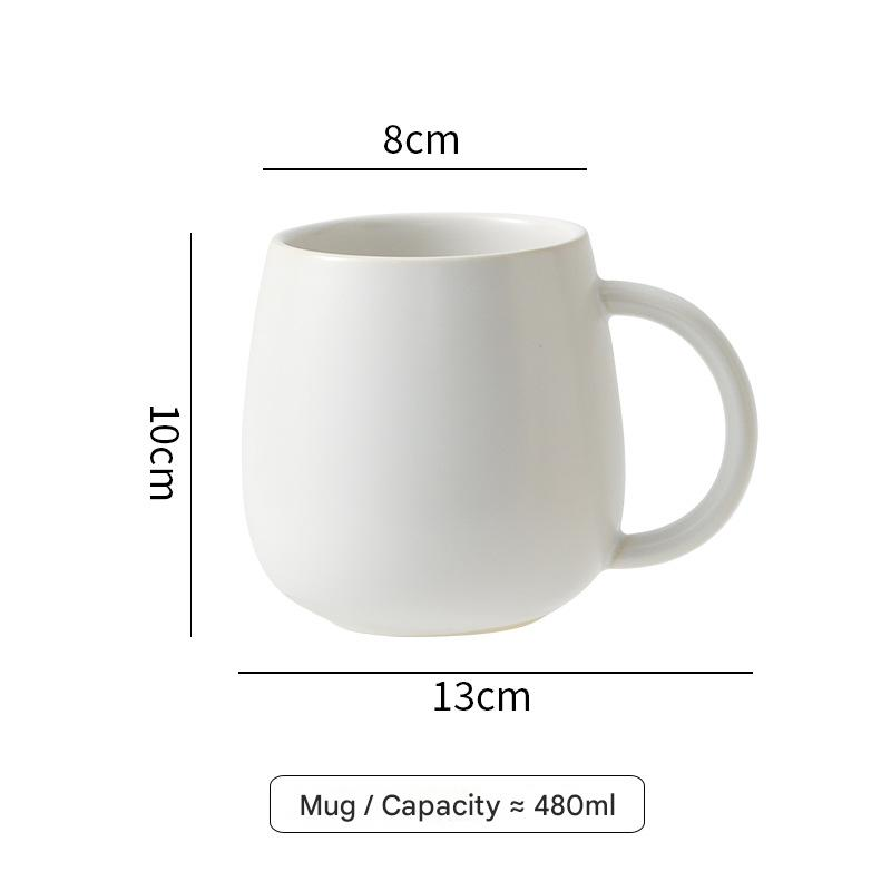 White Premium Macaron Ceramic Coffee Mug - 480ml Large Capacity Belly Cup with