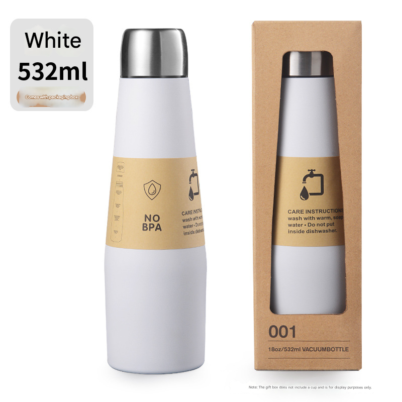 White Premium 304 Stainless Steel Vacuum Insulated Water Bottle - 532ml Large