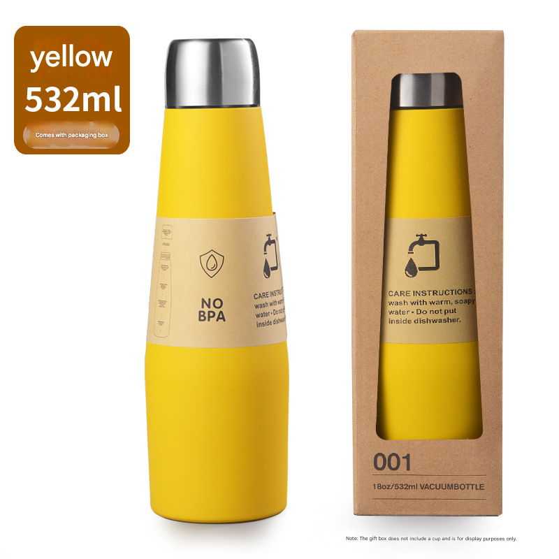 Yellow Premium 304 Stainless Steel Vacuum Insulated Water Bottle - 532ml Large