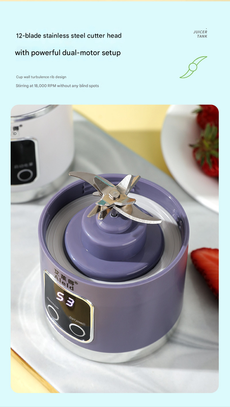Green 7.4V Portable Blender Smoothie Maker 450ml Wireless Rechargeable Juicer view 5