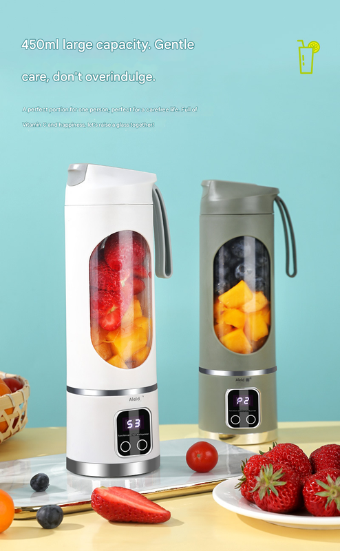 2-piece White and Green 7.4V Portable Blender Smoothie Maker 450ml Wireless view 6