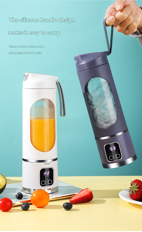 2-piece White and Green 7.4V Portable Blender Smoothie Maker 450ml Wireless view 10