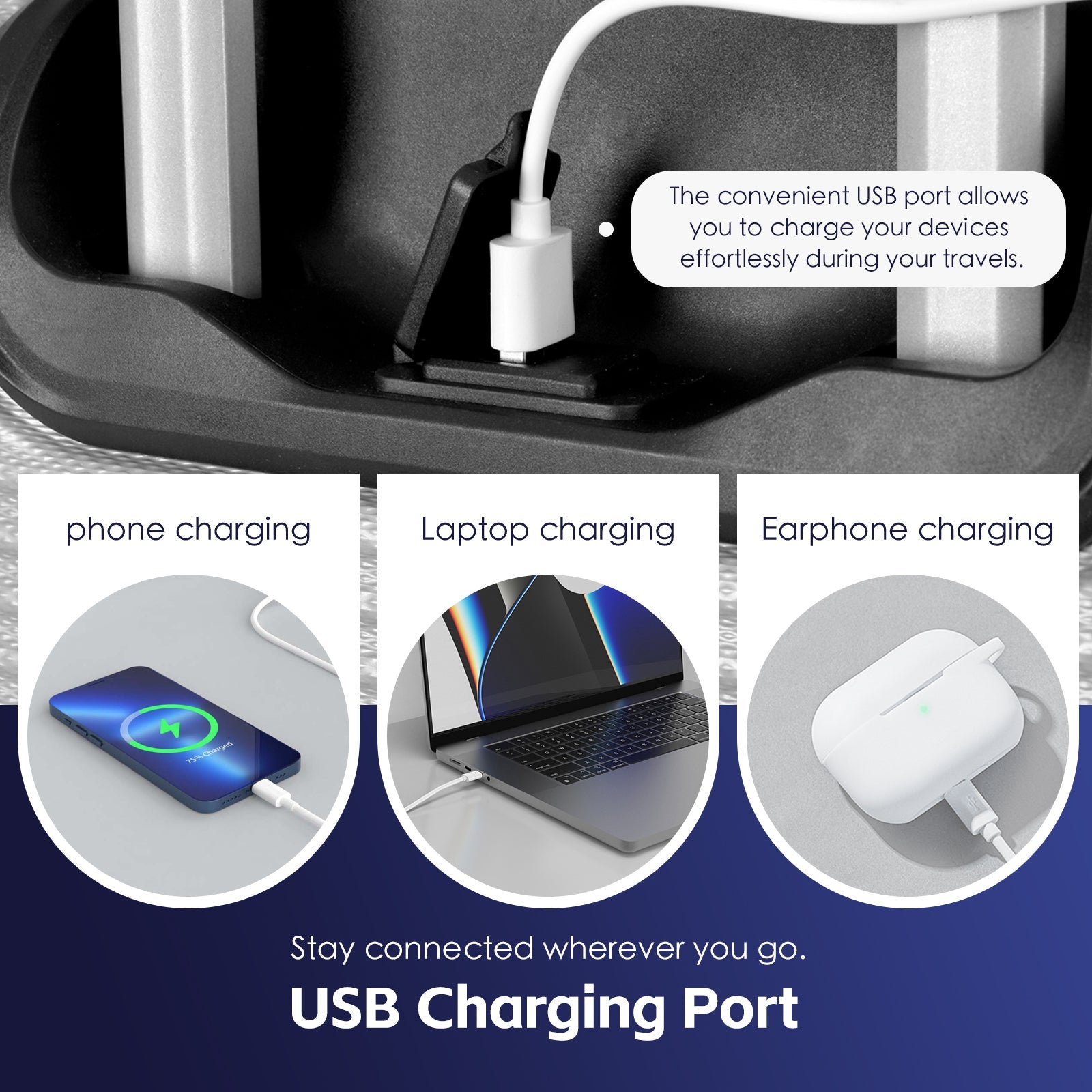 20" Digital Weighing Scale and USB Charging Port Lightweight Carry-on Luggage view 3
