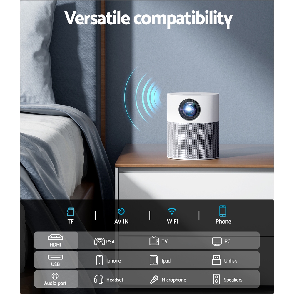 Devanti Portable Mini Video Projector 1080P Wifi Home Theater HDMI Carry Bag view 6