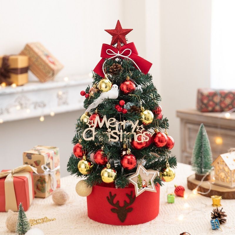Mini Desktop Christmas Tree Flocked Pink Christmas Tree Christmas Tree Set view 2