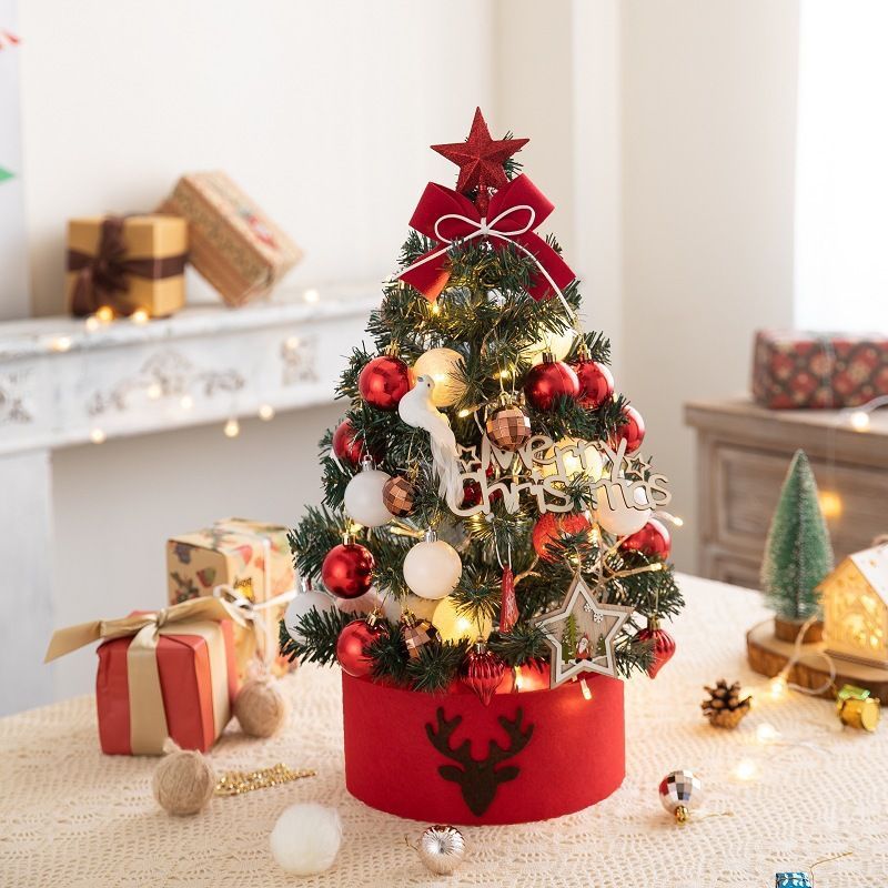 Mini Desktop Christmas Tree Flocked Pink Christmas Tree Christmas Tree Set view 3