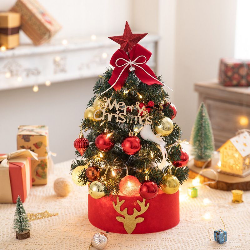Mini Desktop Christmas Tree Flocked Pink Christmas Tree Christmas Tree Set view 5
