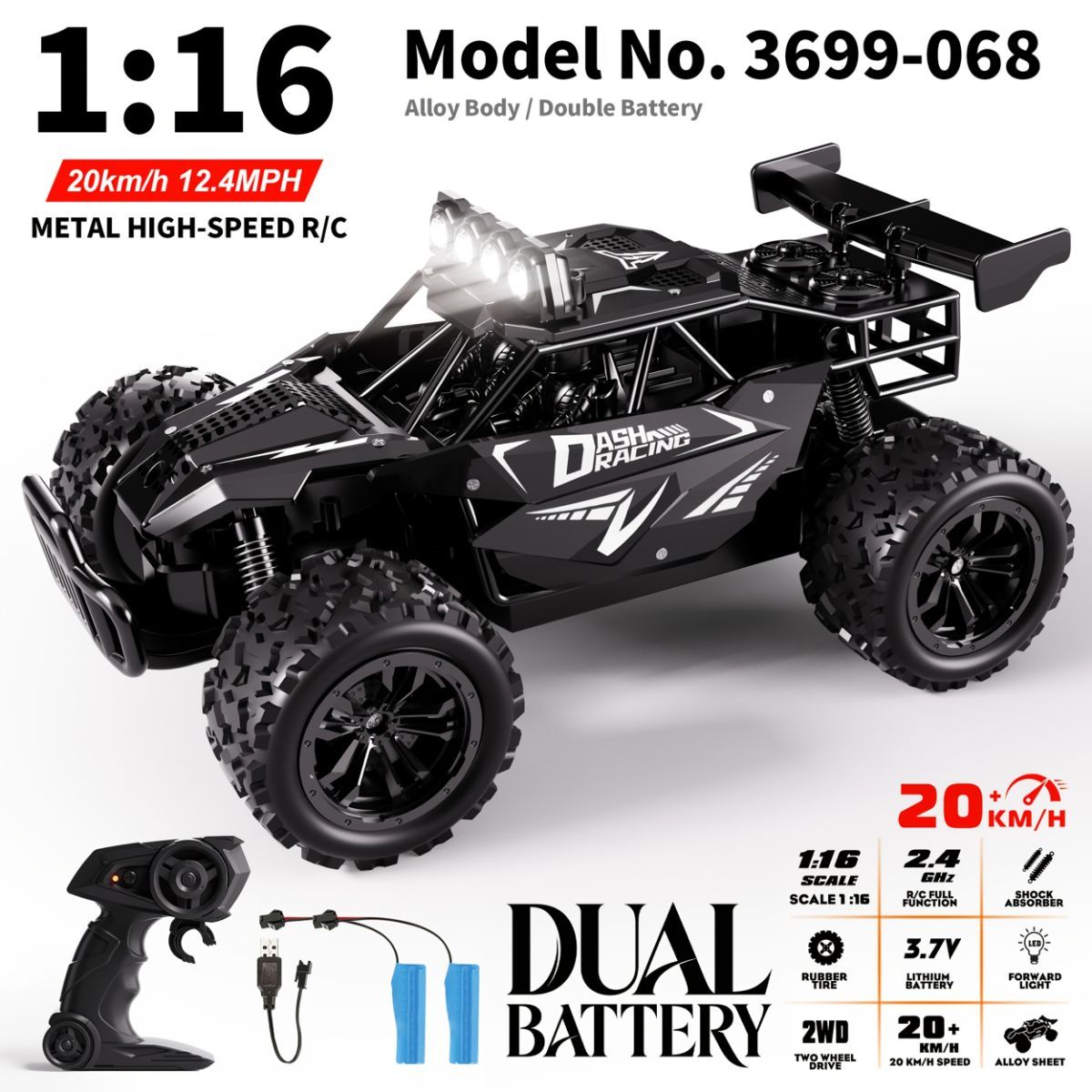 1:16 metal RC car, high-speed drifting, off-road racing car, boys toy car view 10
