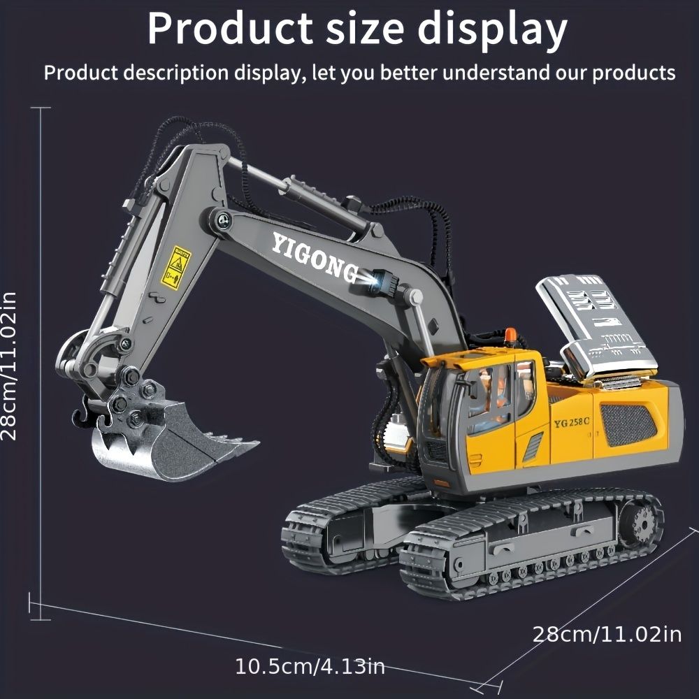 2.4G Remote Control Excavator Alloy Excavator Model Engineering Car Remote view 2