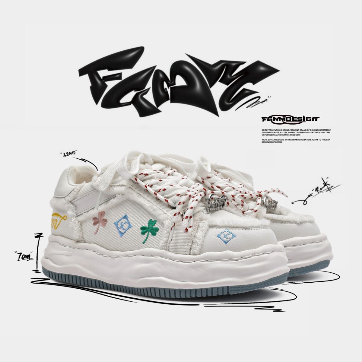 Casual Sneakers Embroidered Sneakers Four-Leaf Clover Shoes Comfortable view 2