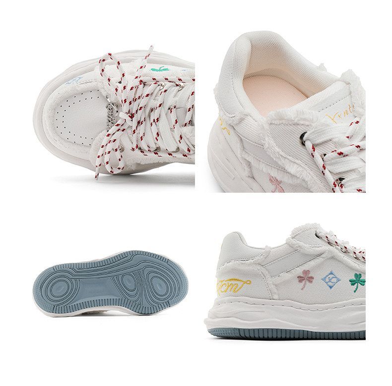 Casual Sneakers Embroidered Sneakers Four-Leaf Clover Shoes Comfortable view 3