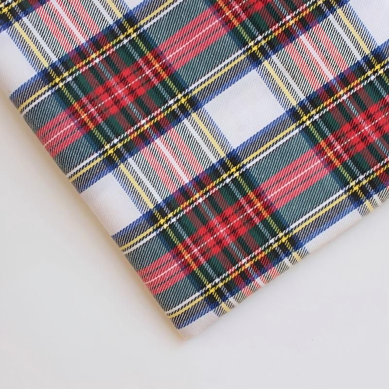 polyester woven fabric, plaid fabric, Christmas red green fabric, twill — image 1