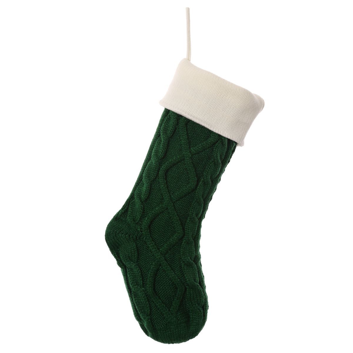 Christmas stocking, knitted stocking, diamond pattern stocking, wool Christmas view 4